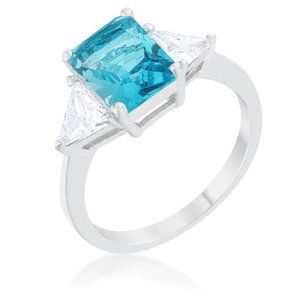 Classic Blue Topaz Silver Engagement Ring